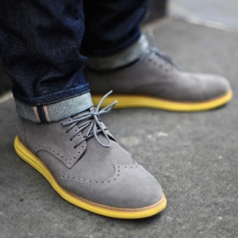 COLE HAAN LUNARGRAND GREY SUEDE OXFORD SHOES 396